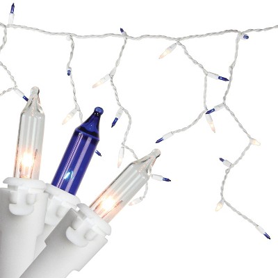 Northlight Mini Icicle Incandescent Christmas Lights - Blue and Clear - 5.75' White Wire - 100ct