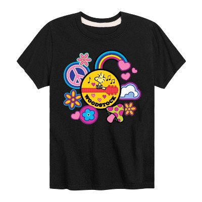 Boys' - Peanuts - Woodstock Peace And Love Flair Short Sleeve Graphic T-Shirt