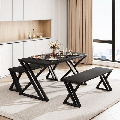 Kitchen Table with 2 Benches, Dining Table Set for 4, Saving Space Dining Room Table Set, Saving Space for Kitchen, Dining Room, Apartment