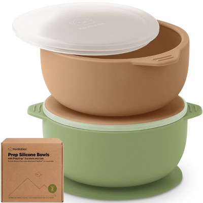 2-Pack Prep Baby Bowls with Suctions & Lids, Silicone Bowls for Baby Boy, Girl, Toddler Suction Bowl, Kids Bowl BPA-Free