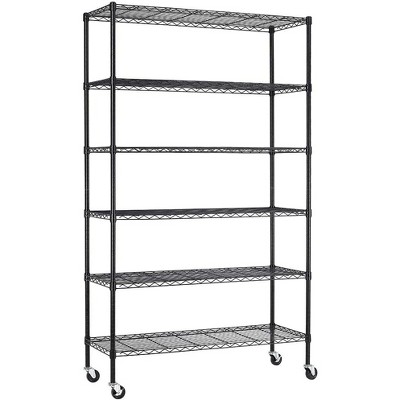 FDW 6 Tier Commercial Wire Shelving Unit Metal Shelf Wire Rack with Wheels,