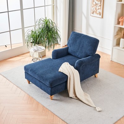 Oversized Chaise Lounge Sleeper Sofa Couch Upholstered Accent Chair, Mid-Century Modern, White/Yellow/Gray/Blue-ModernLuxe