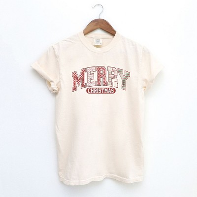 Simply Sage Market Women's Merry Christmas Varsity Short Sleeve Garment Dyed Tee