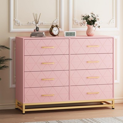 White  8 Drawer Dresser TV Stand Modern Wood Storage Chest with Metal Handles for Bedroom Living Room and Hallway Organizer White