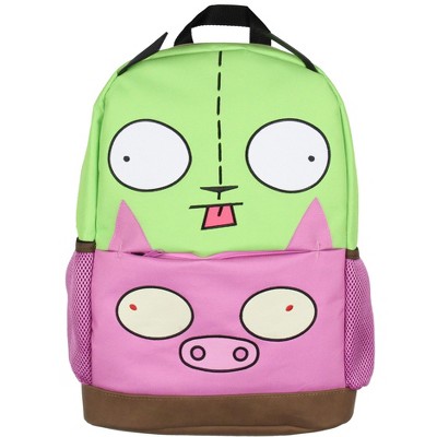 Invader Zim Backpack Nickelodeon Cartoon Gir and Pig Character Face School Travel Tote Book Bag