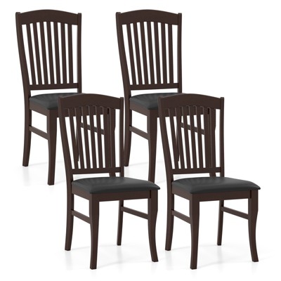 Tangkula Modern Dining Chairs Set of 4 Armless Kitchen Chairs w/Upholstered Seat