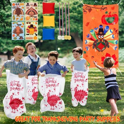 Garvee 17PACK Potato Sack Race Bags,Bean Bag Toss Game,Make-A-Turkey Stickers,Party Games for Kids and Adults