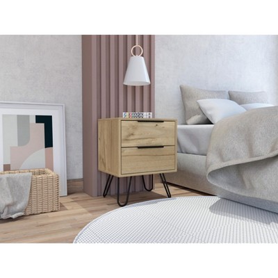 Gulches Nuvo Nightstand,Two Drawers, Hairpin Legs for Bedroom Living Room Bedside Furniture