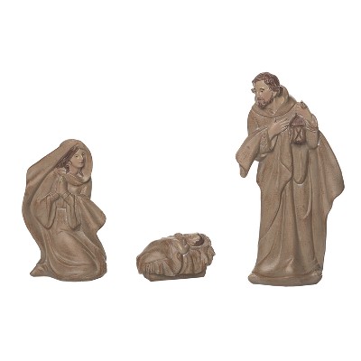 Transpac 9.45 in Brown Christmas Rustic Holy Family Set of 3 Decorative Polyresin Objects for Holiday Decor