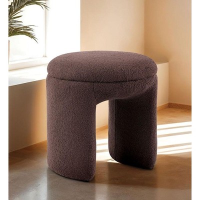 CAVINAS 19.5"H Contemporary Teddy Fabric Accent Stool,Set of 1,Chic Ottoman Footrest Stool for Bedroom & Living Room