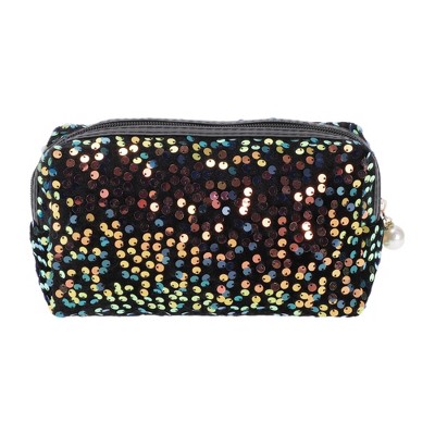 Unique Bargains Women Portable Sequin Makeup Bag 1 Pc
