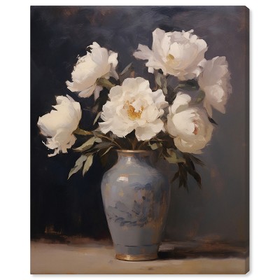 Art Remedy Flowers in Porcelain Vase Classical vintage floral vase wall art Unframed