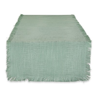 Design Imports  Basket Fringe Table Runner, Jadeite, 14.5X72"