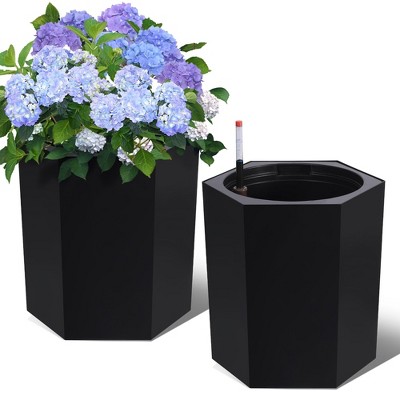 16 Inch Tall Outdoor Planters Set of 2, Self Watering Pots for Indoor Plants , Large Planter Pots for Garden, Patio, Balcony, Lounge