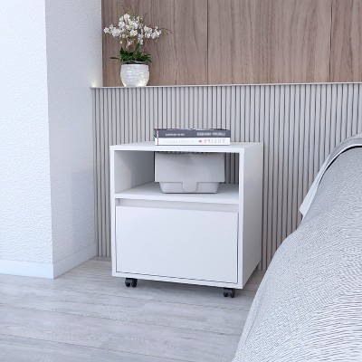 NicBex Modern Nightstand with 1 Drawer,Wood Bedside Table with Open Storage for Living Room Bedroom