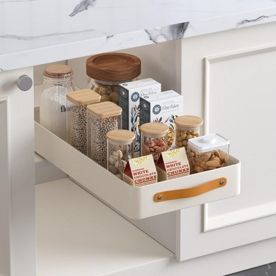 Pull Out Cabinet Organizer for Kitchen Cabinets, Stainless Steel Sliding Drawers, Peel and Stick Slide Out Pantry Shelves Organizers and Storage