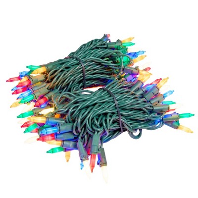 Novelty Lights RetroGlo Ceramic Mini Lights 100 Light on Green Wire 34 Feet Long
