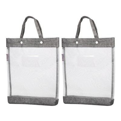 Unique Bargains Office Business Nylon Mesh Transparent Files Handbag