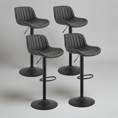 Art Leon Set of 4 Faux Leather Swivel and Height Adjustable Barstool