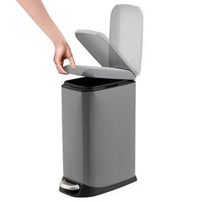 3.2 Gallon Kitchen Trash Can with Soft Close Lid - Fingerprint Proof Stainless Steel Garbage Bin, Quiet Foot Pedal, Hidden Handle