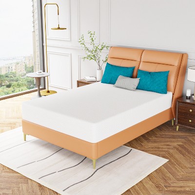 FDW 10 Inch Green Tea Memory Foam Mattress Cooling Gel Infused Mattress,Fiberglass Free/CertiPUR-US Certified/Bed-in-a-Box,White