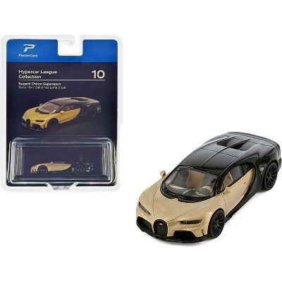 Bugatti Chiron Supersport Silk Gold Metallic and Nocturne Black "Hypercar League Collection" 1/64 Diecast Model Car PosterCars