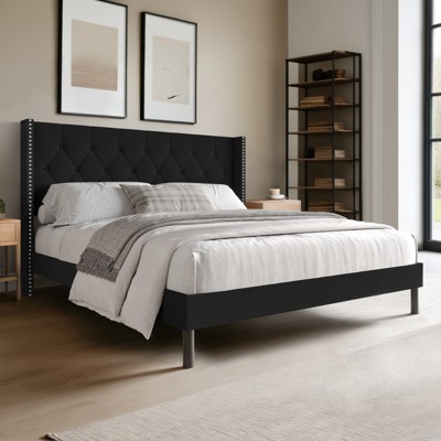 Home Design Cicero Tufted Upholstered Wingback Panel Bed