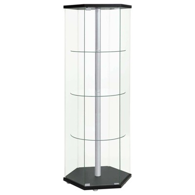 Coaster Zahavah Modern 4 Shelf Hexagon Shaped Glass Curio Cabinet