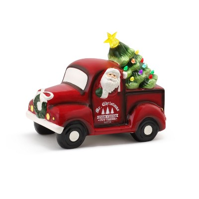 Mr. Christmas Nostalgic Ceramic Truck with LED Christmas Tree Decoration