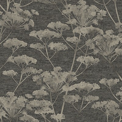 Serene Seedhead Black and Gold Wallpaper
