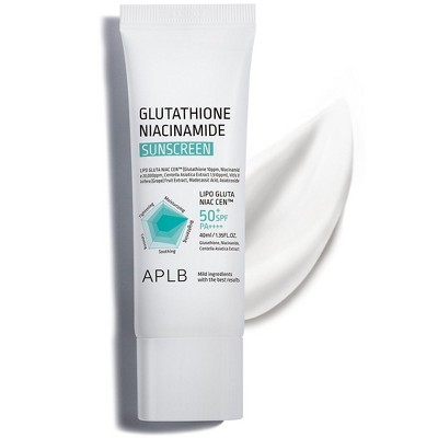 APLB Glutathione Niacinamide Sunscreen (1.35 oz / 40mL ) SPA50+ PA++++ | Lightweight, Non-Greasy Sun Protection for Face.