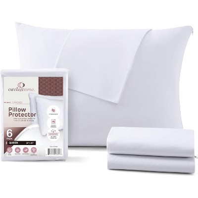 Circles Home 100% Cotton Breathable Pillow Protector with Zipper - (6 Pack)
