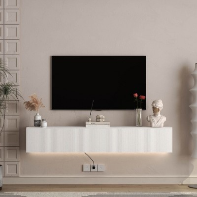 ORRD 69" Floating TV Stand with 16-color LEDs. Wall-mounted, modern entertainment center, fits 55 - 65 inch TVs.