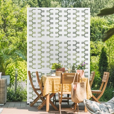 PexFix 72 in. x 47 in. Outdoor Metal Privacy Screen Garden Fence in Bricks Pattern in White