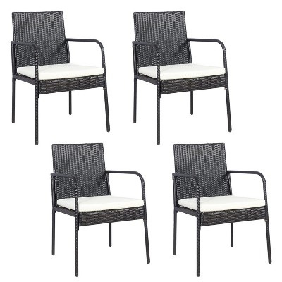 ADILE 4-Piece Patio Rattan Dining Chairs, Brown