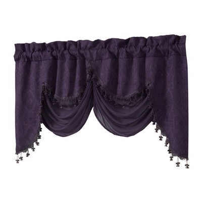Kate Aurora Georgina Ultra Luxurious Raised Jacquard And Fringed Trimmed Austrian Window Valance