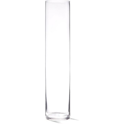 4E's Novelty 16 Inch Cylinder Glass Vase, 3.5" Wide – Clear Tall Glass Vase for Centerpieces, Wedding Decor, Flowers & Candle Holder