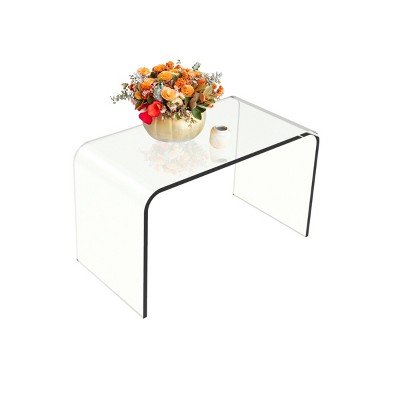 Lavish Home Acrylic Side Table, Multipurpose C-Shaped End Table, Laptop Lap Desk, Modern Furniture for Living Room, Bedroom, and Office