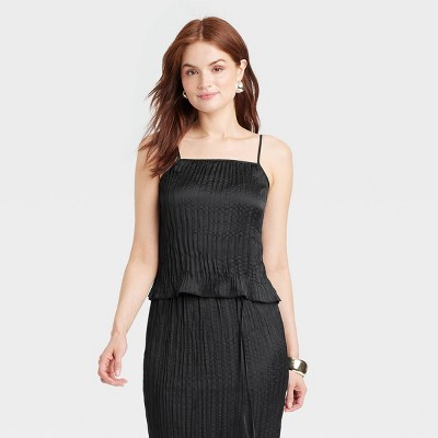 Women's Textured Satin Cami Blouse - A New Day™