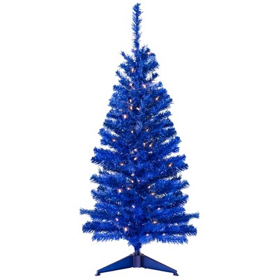 Northlight Pre-Lit Medium Artificial Pine Christmas Tree - 4' - Royal Blue - Clear Lights
