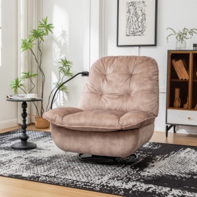 Adjustable Reclining Sofa Chair With Phone Holder, Oversized Swivel Recliners Couch,Velvet Reading Chair for Living Room or Bedroom-Maison Boucle