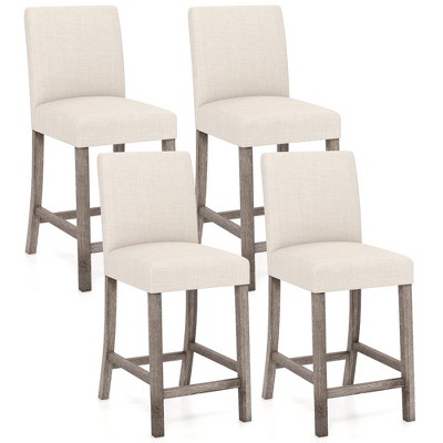 Tangkula 4PCS 24.5" Counter Height Bar Stools Modern Fabric Upholstered Kitchen Chairs