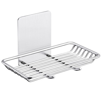 Aoibox Self Adhesive Bar Soap Dish for Shower, Bathroom Soap Holder Wall Mount ¨C Stainless Steel, Silver