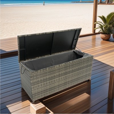 Aortzio 113 Gallon Patio Rattan Wicker Storage Deck Box