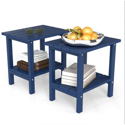 Decksplore 2-Tier HDPE Adirondack Side Table - Weatherproof Outdoor/Indoor Patio Side Table