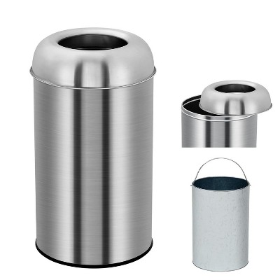 Stainless Steel Trash Can with Removable Inner Basket, Heavy - Duty Waste Bin for Indoor & Outdoor Use, Silver