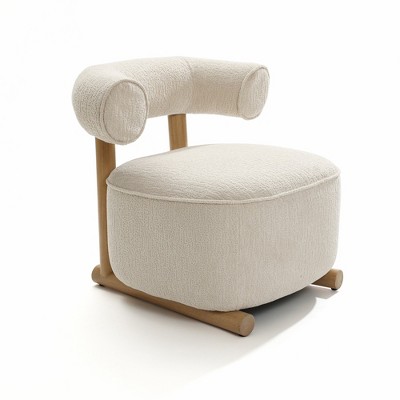 LuxenHome Upholstered Cream Modern U-Shape Back Accent Chair Beige