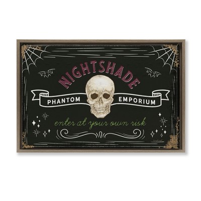 Stupell Industries Nightshade Emporium Sign Floating Frame Canvas Art