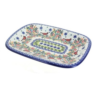 Blue Rose Polish Pottery 120 Vena Medium Rectangular Serving Platter