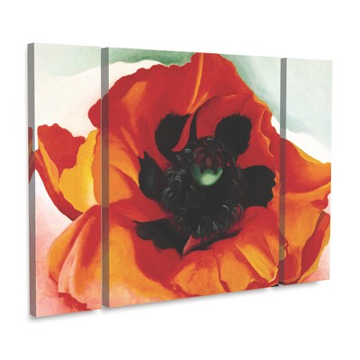 Trademark Fine Art -Georgia O'Keefe 'Poppy' Multi Panel Art Set Large 3 Piece